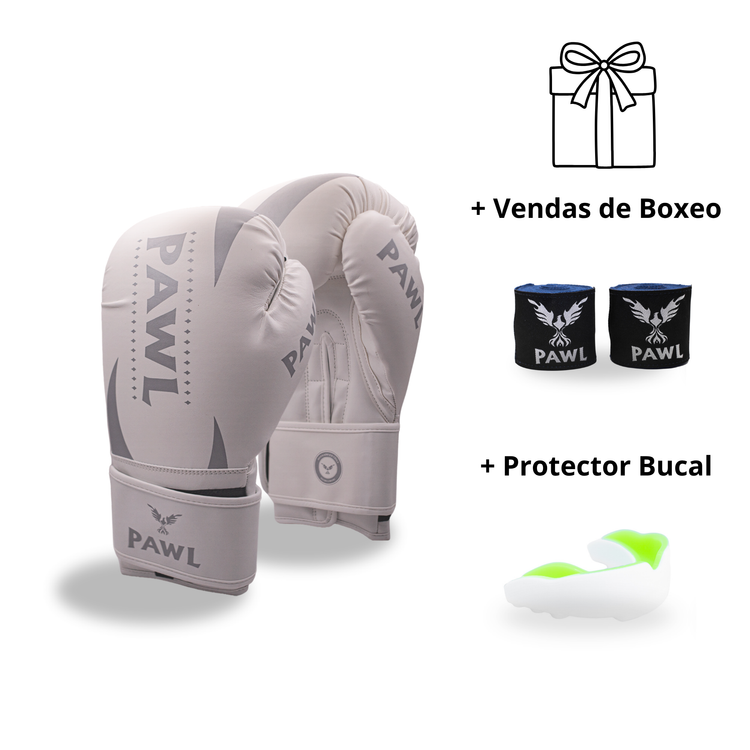 Guantes de boxeo blancos colección Apex, diseño premium para entrenamiento de boxeo, MMA y Muay Thai en Chile