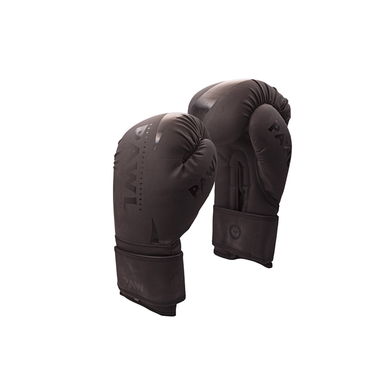 Guantes de boxeo negros vista lateral con acolchado reforzado