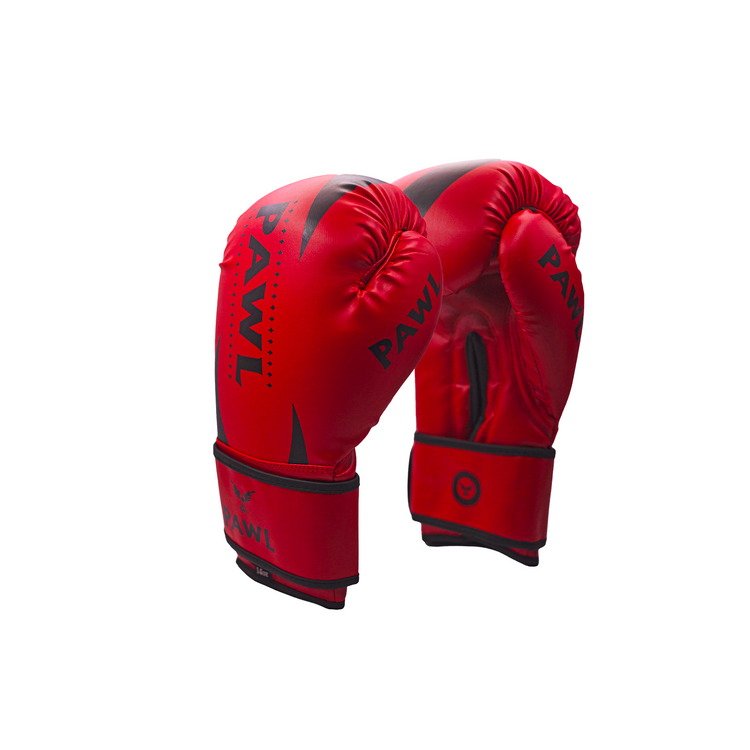 Guantes de boxeo rojos vista lateral con acolchado