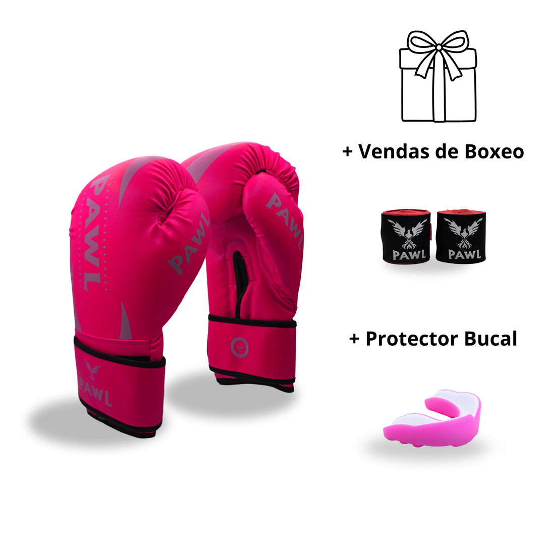 Guantes de boxeo rosados colección Apex, ideales para entrenamiento de boxeo y MMA, calidad premium en Chile