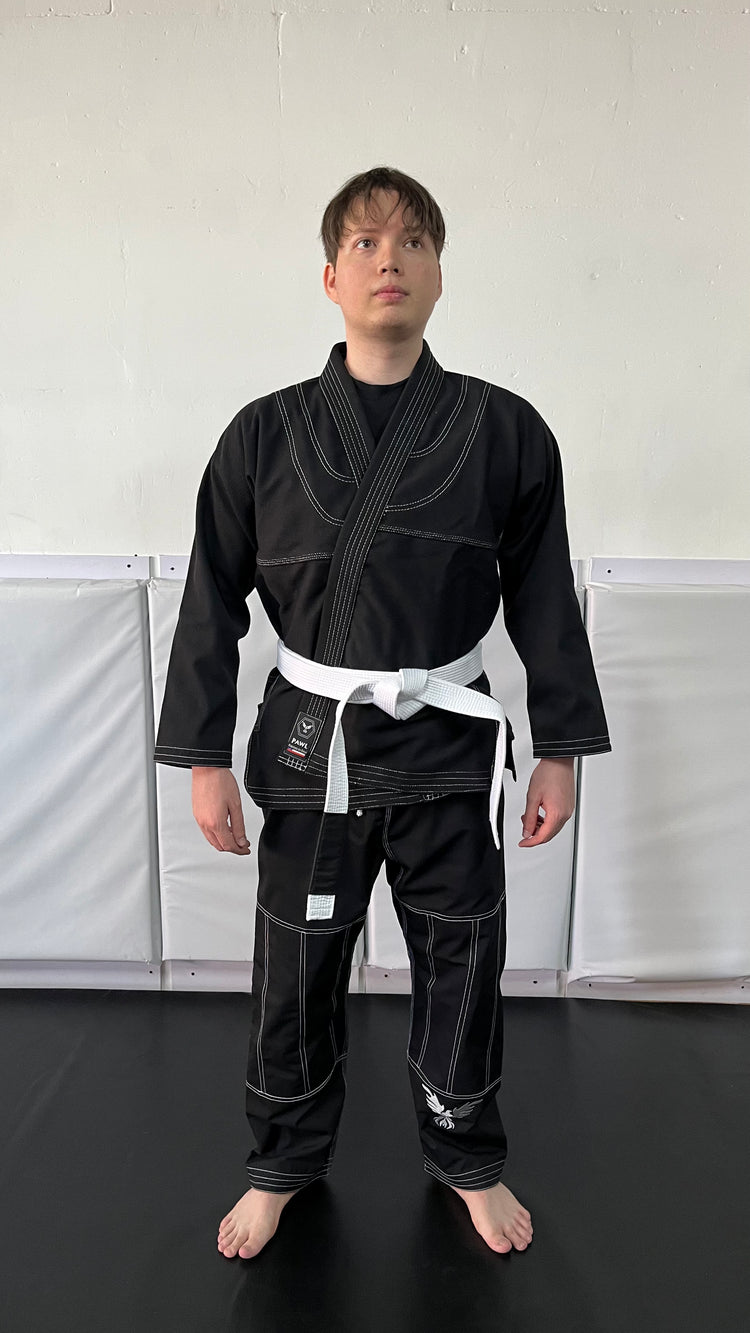 Kimono BJJ negro completo para entrenamiento y competencia