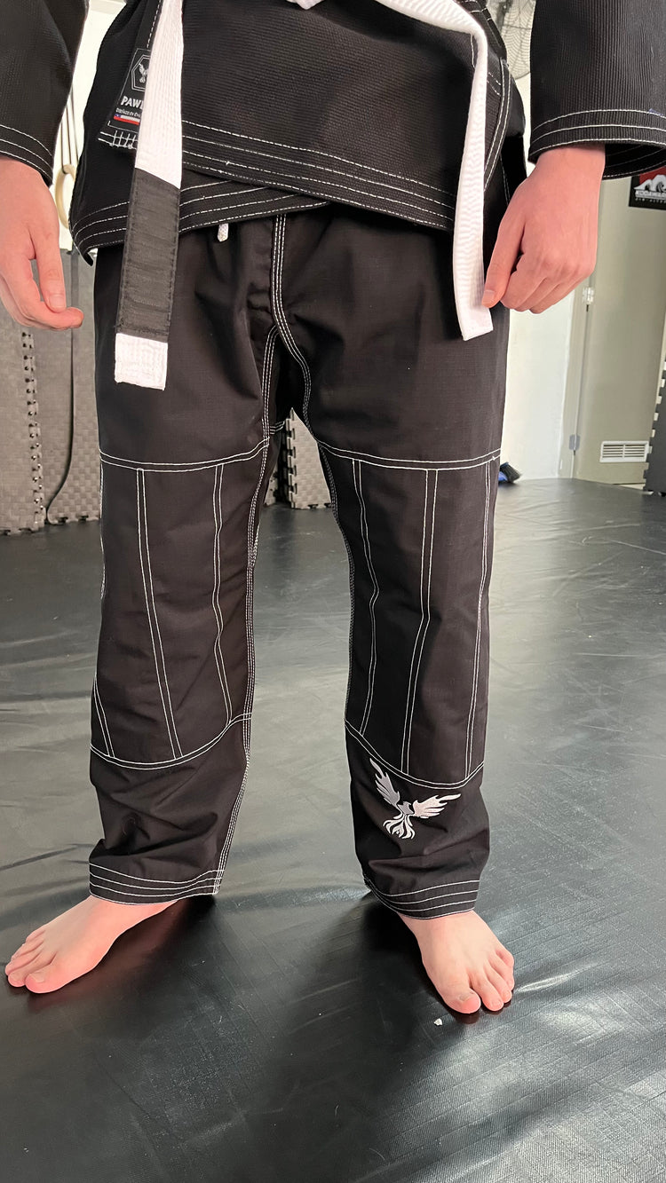 Pantalón kimono BJJ negro resistente para entrenamiento