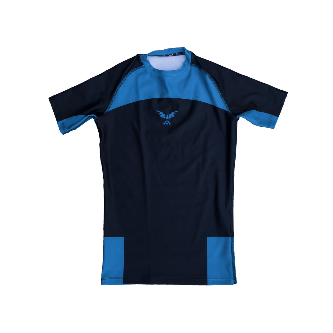 Rashguard BJJ azul IBJJF para entrenamiento y competencia