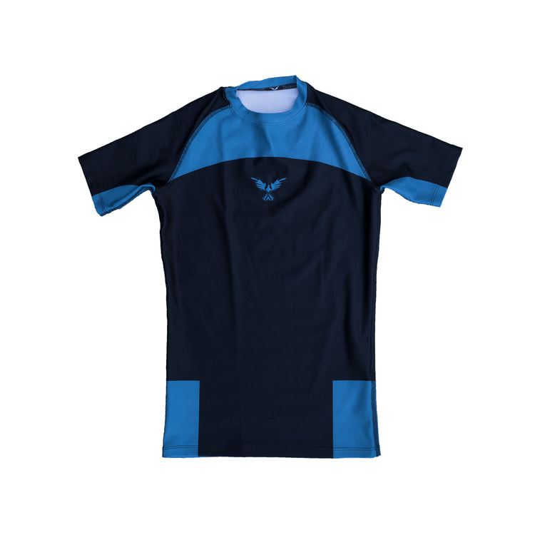 Rashguard BJJ azul IBJJF para entrenamiento y competencia