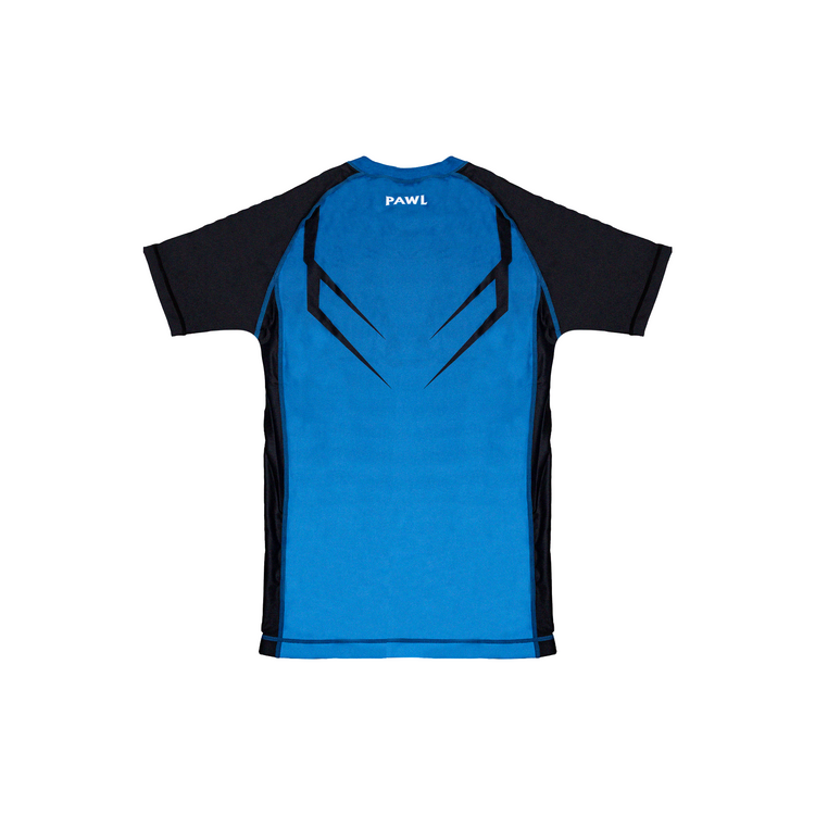 Rashguard Hero celeste y negra para BJJ y MMA, tela premium de alta calidad ideal para grappling y No-Gi en Chile