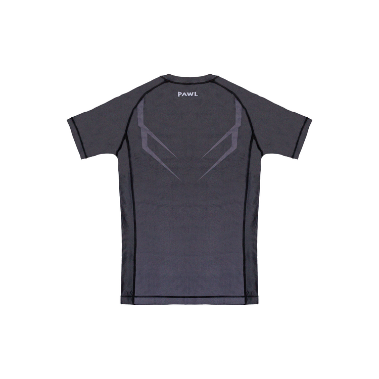 Rashguard Hero gris y negra para entrenamiento de BJJ y MMA, compresión premium y secado rápido en Chile