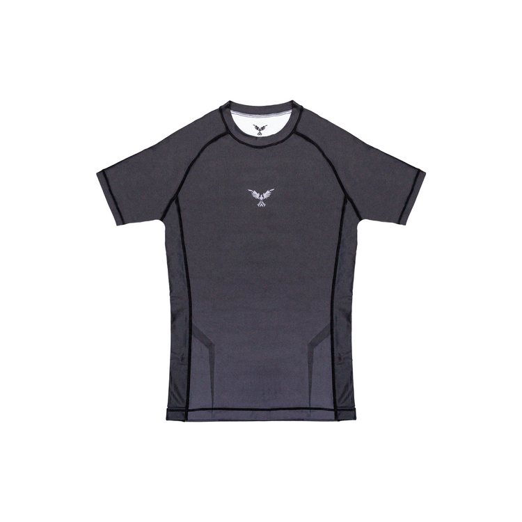 Rashguard Hero gris oscuro premium para No-Gi, grappling y MMA en Chile, máxima comodidad y rendimiento.