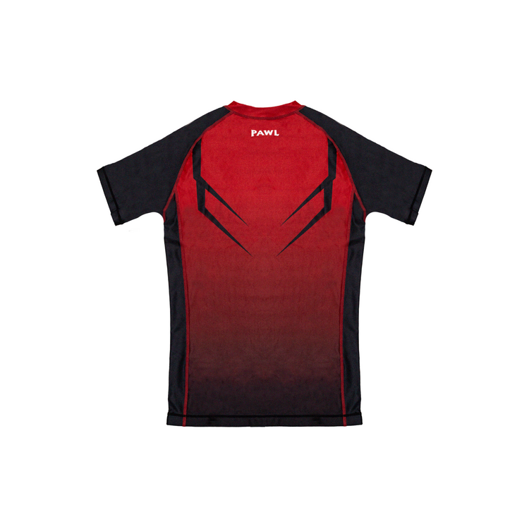 Rashguard Hero roja y negra Pro Series para BJJ y MMA en Chile, tela premium de compresión para entrenamiento y competencia.